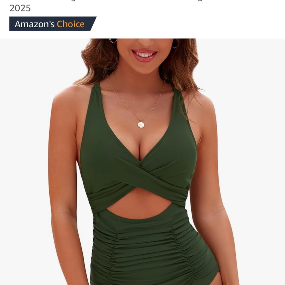 Blooming Jelly Womens One piece cut out bathing suit in Olive green SZ L New!